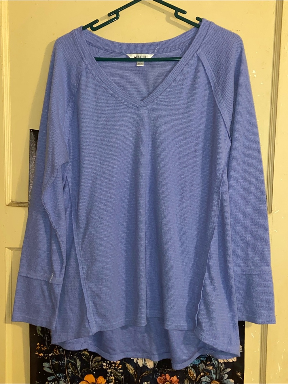 WILDFOX PERIWINKLE BLUE L/S TOP Soft Exposed Hem
